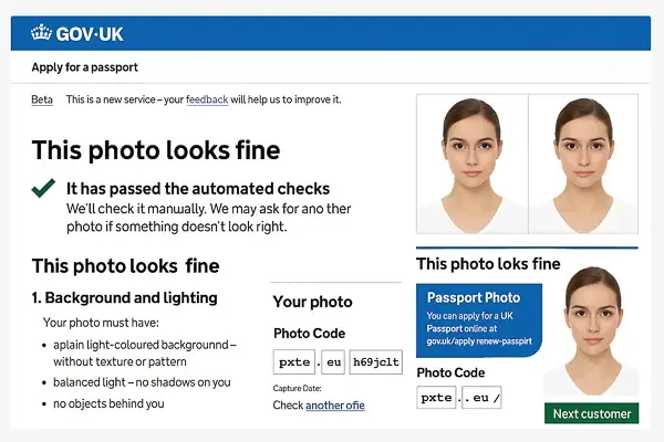 UK passport photo approval service